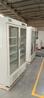656L Double Glass Door Biomedical Vaccine Pharmacy ตู้เย็นพร้อมไฟ LED ภายในคุณภาพสูง