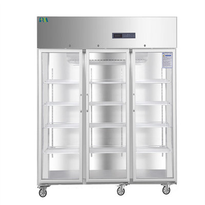 สามประตูกระจกความจุ 1500L ตู้เย็นทางการแพทย์สำหรับร้านขายยา