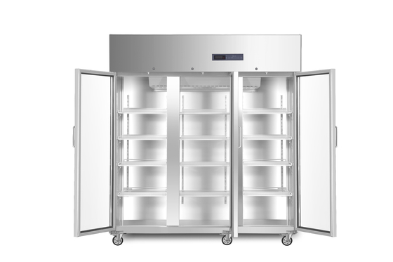 ตู้เย็นร้านขายยาคุณภาพสูงขนาด 1500L 2 ถึง 8 องศา R134a พร้อมประตูกระจกสามบาน