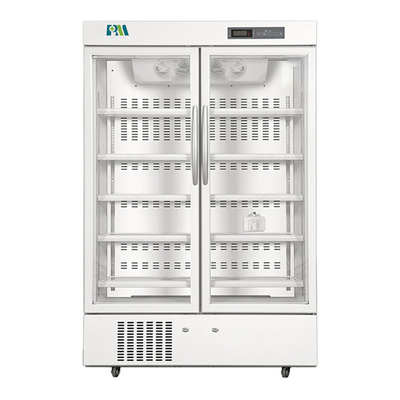 2-8 องศา Auto Frost 1006L ความจุแนวตั้ง Pharmacy Medical ตู้เย็นพร้อมประตูกระจกคู่