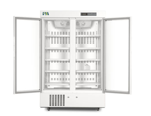 656L Double Glass Door Biomedical Vaccine Pharmacy ตู้เย็นพร้อมไฟ LED ภายในคุณภาพสูง